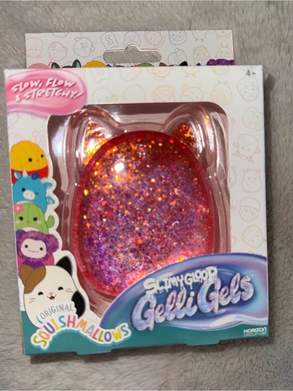 Squishmallows Gelli Gels Sparkly Pink & Orange Cat Ear Toy